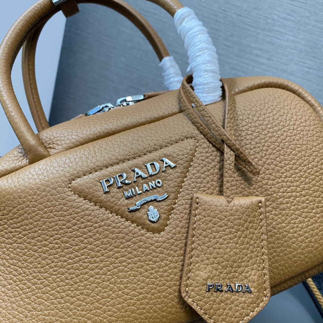 Prada Leather Bag Tote Shoulder Bag Natural 1BB102